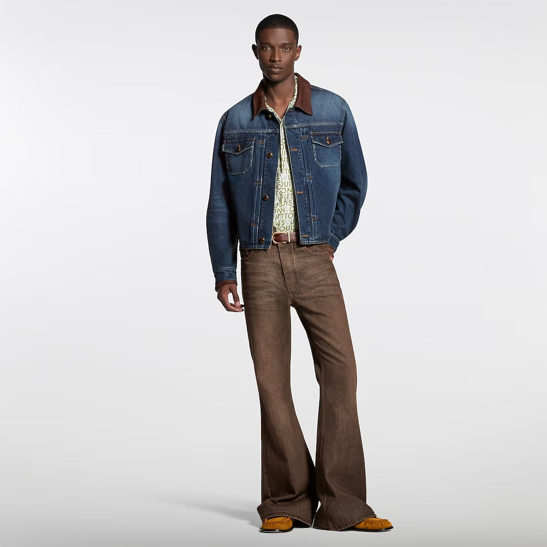 Denim Jacket With Leather Signature Details