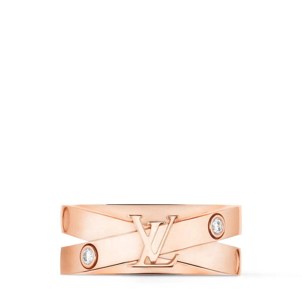 Empreinte Double Ring, Pink Gold and Diamonds