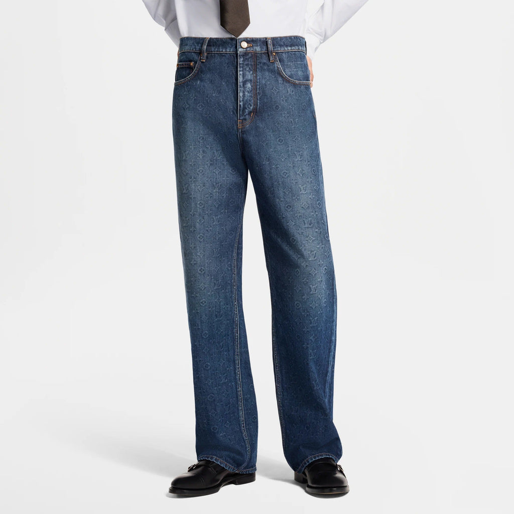 Monogram Washed Denim Skate Pants