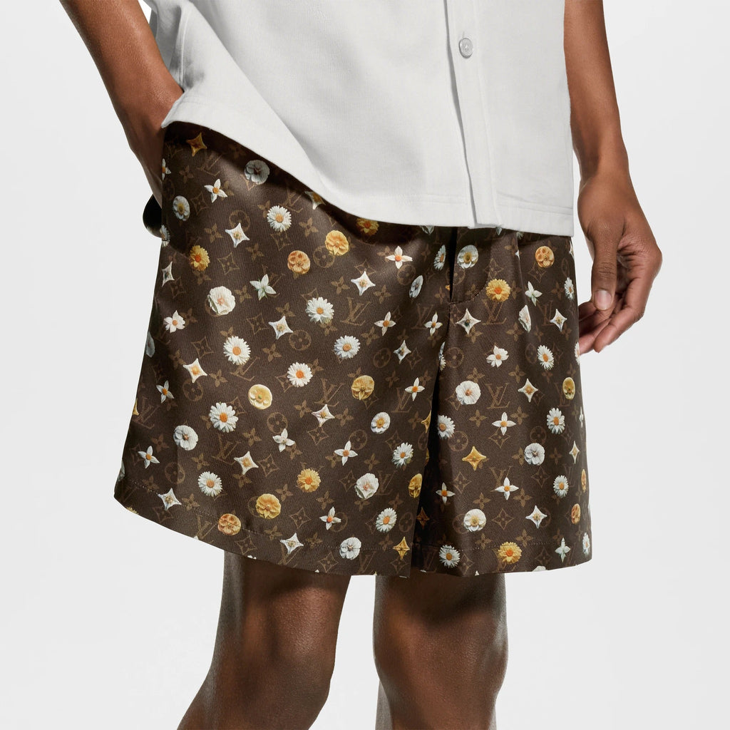 Monogram Printed Silk Shorts