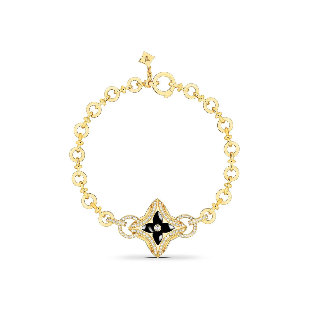 Ever Blossom Bracelet, Yellow Gold, Onyx & Diamonds