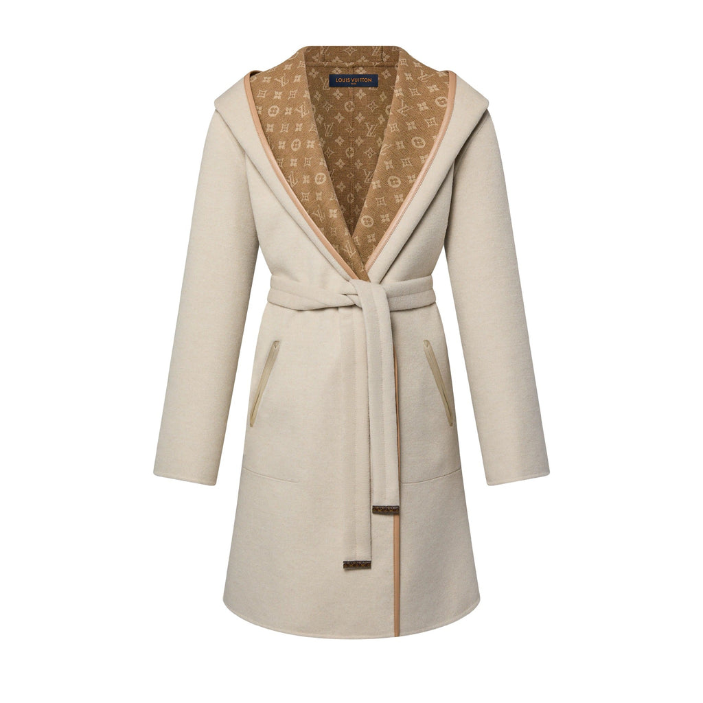 Reversible Signature Hooded Wrap Coat