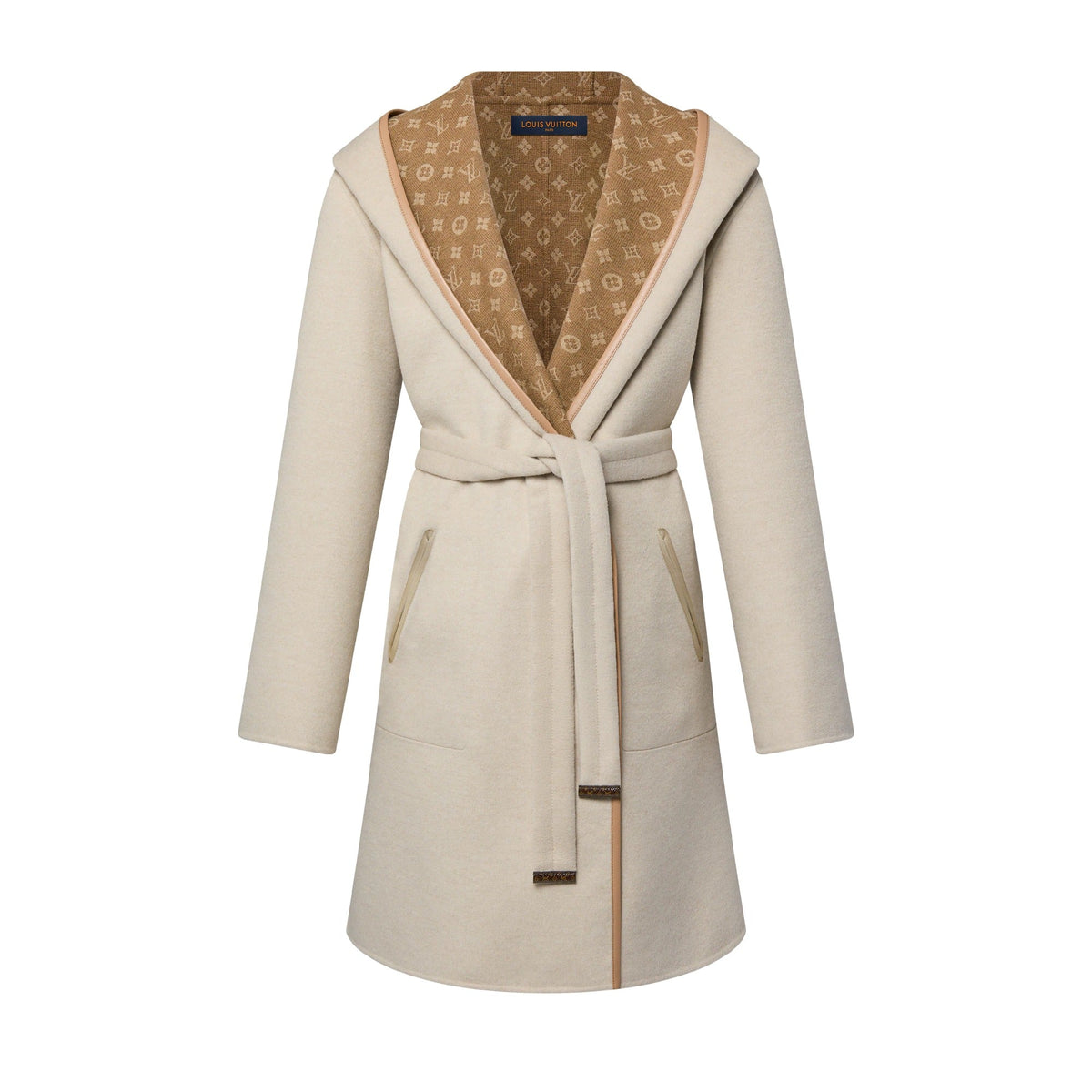 Reversible Signature Hooded Wrap Coat