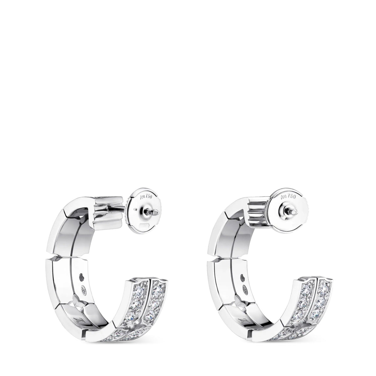 Tumbler Large Earrings, White Gold and Diamonds