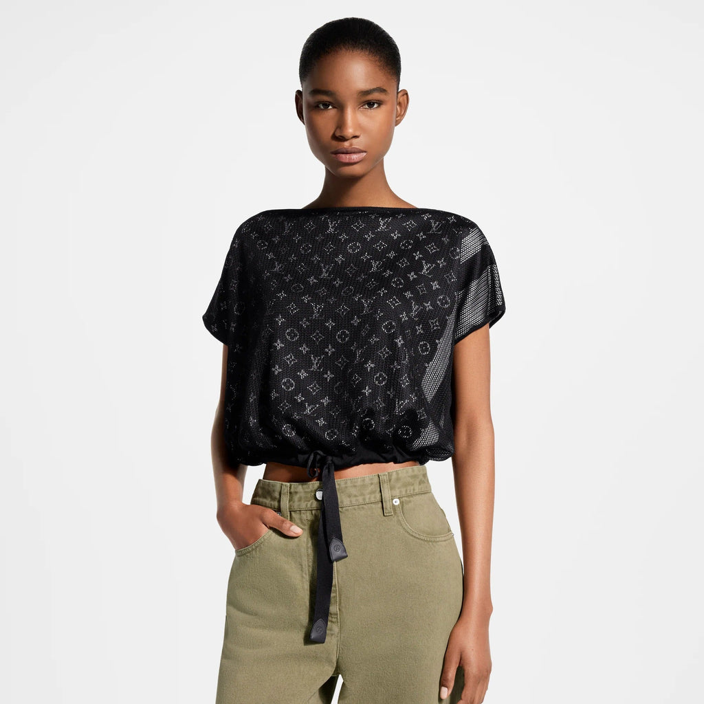 Monogram Lined Mesh Top