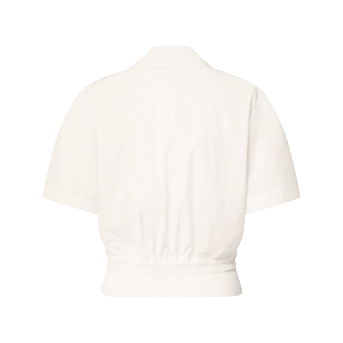 Ribbed Waist Cropped Blouse