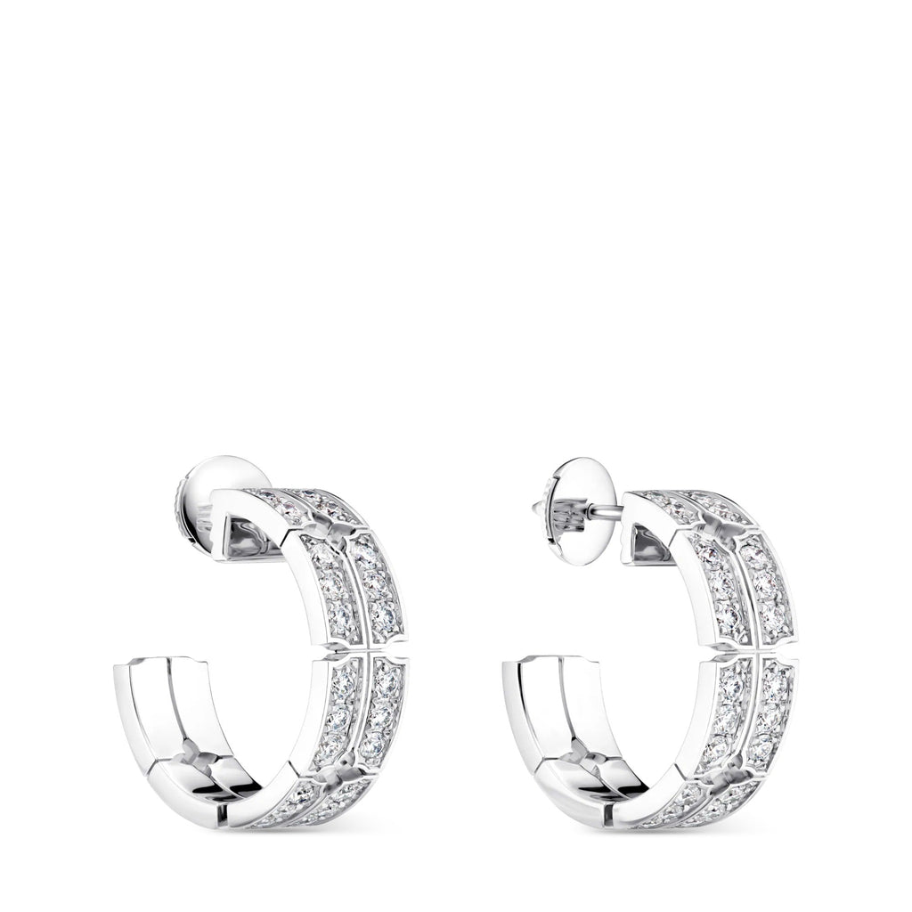 Tumbler Large Earrings, White Gold and Diamonds