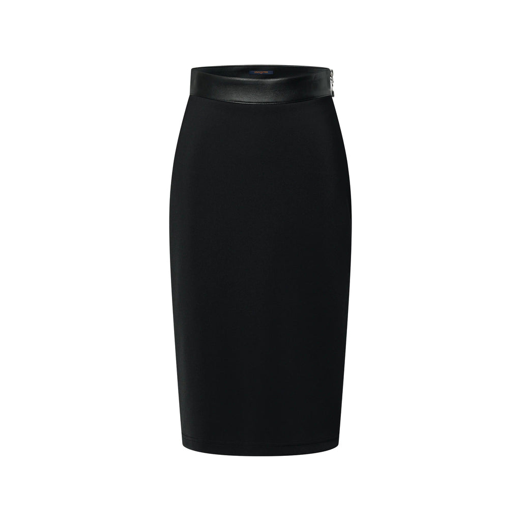 Leather Accent Technical Jersey Skirt