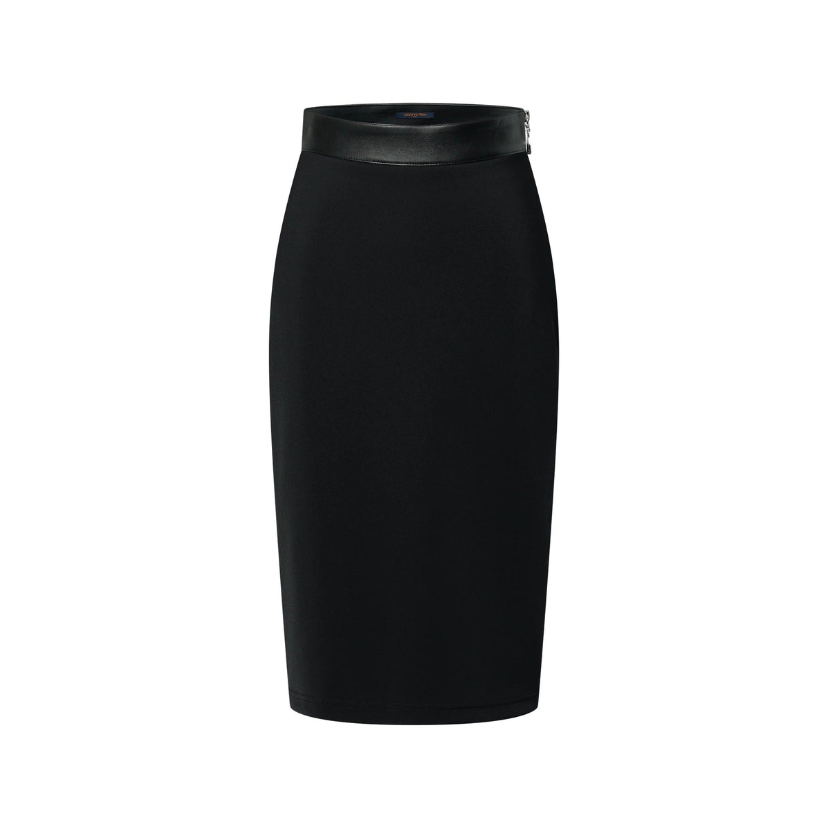 Leather Accent Technical Jersey Skirt
