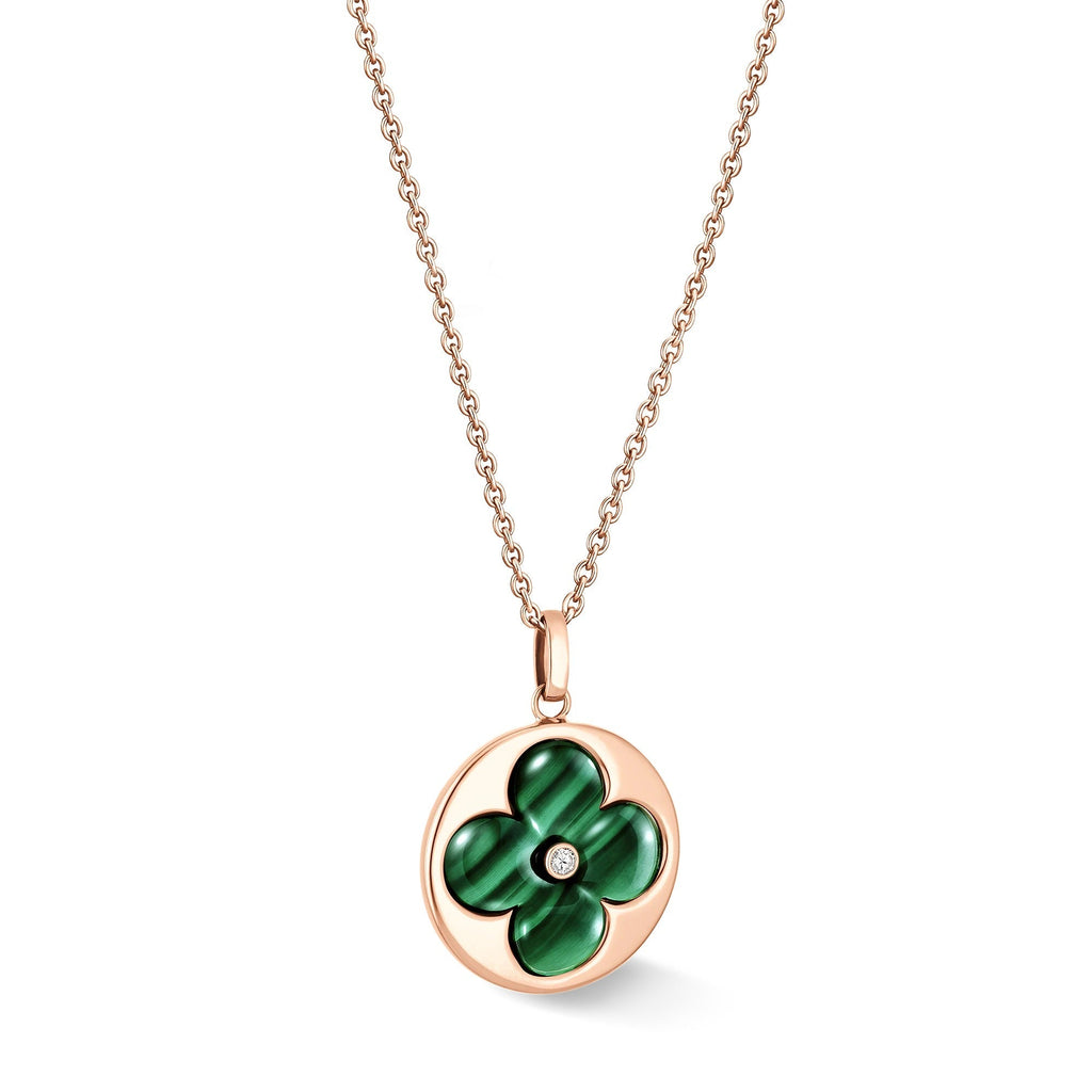 Color Blossom XL Sun Medallion, Pink Gold, Malachite and Diamond