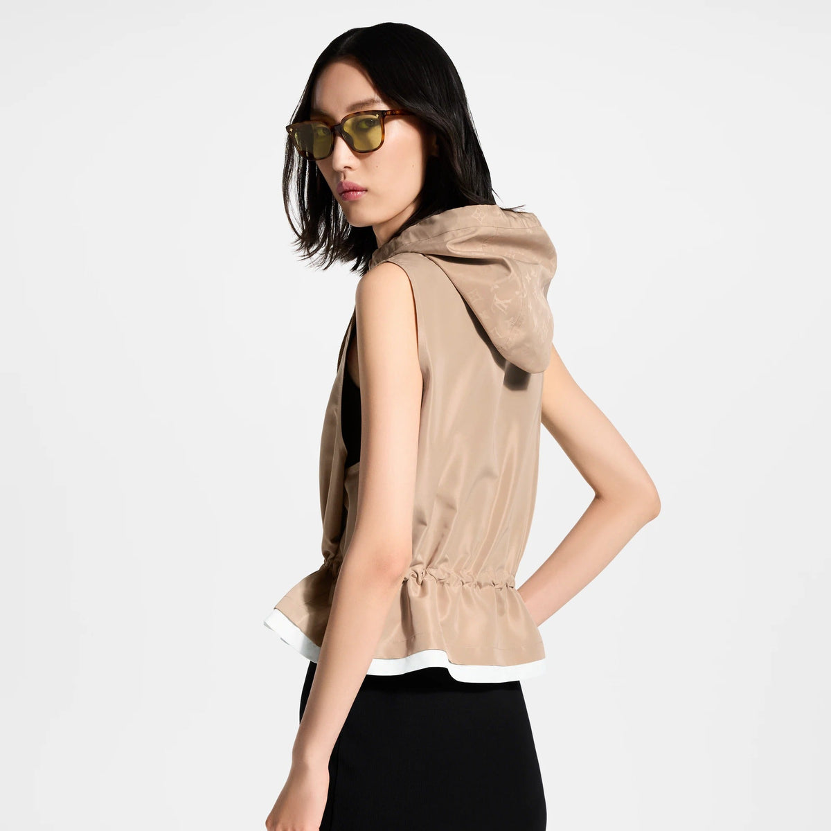 Hooded Peplum Gilet
