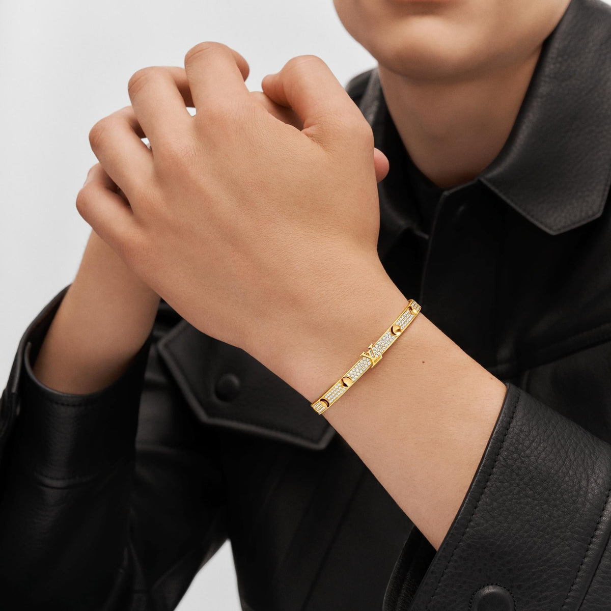 Empreinte Medium Bangle, Yellow Gold and Diamonds