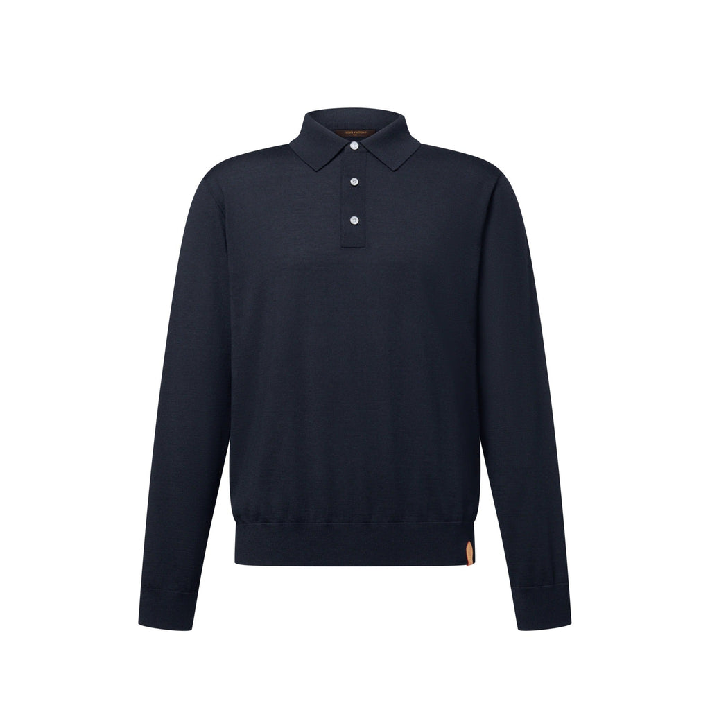 Wool-Silk Blend Long-Sleeved Polo Shirt