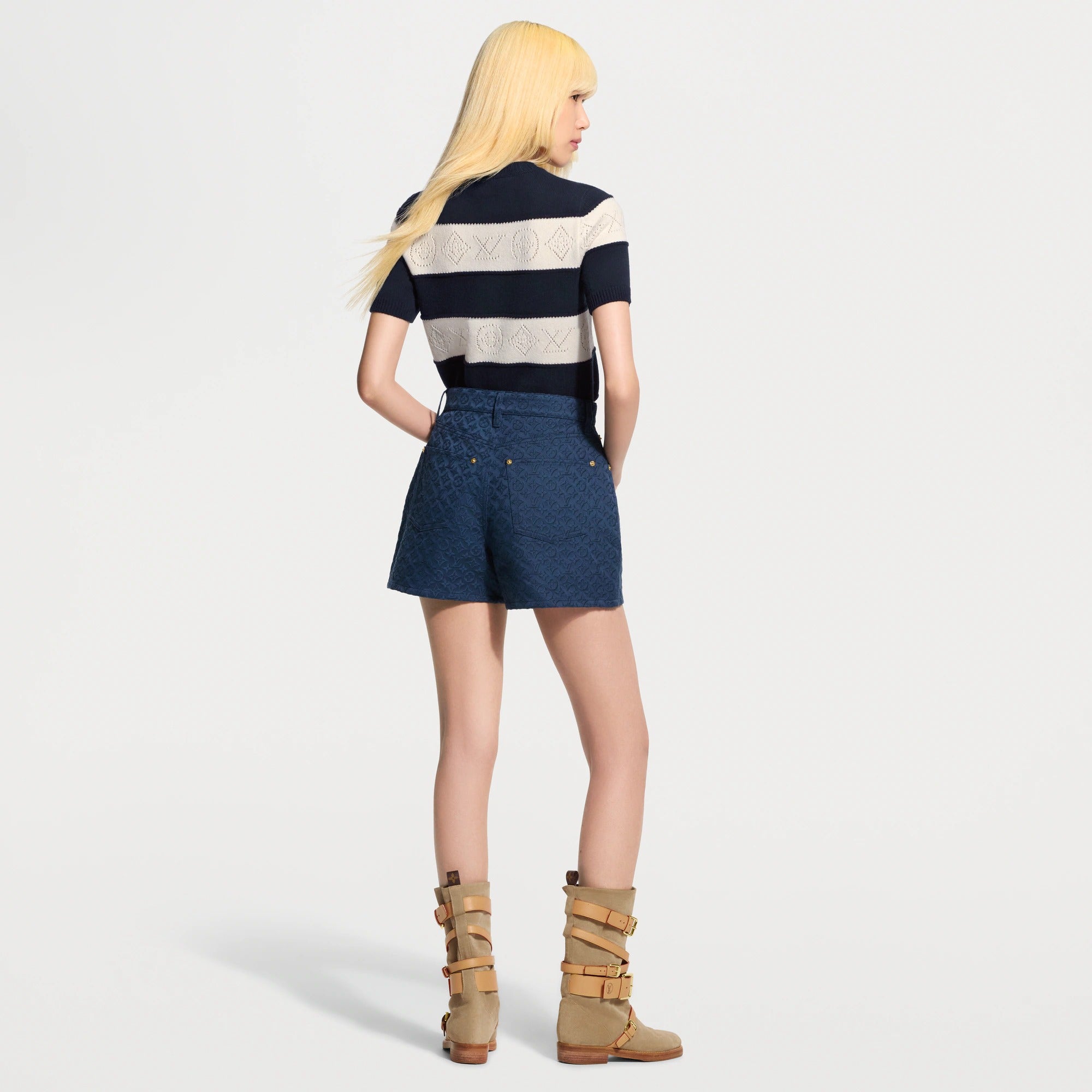 Openwork Striped Knit Top