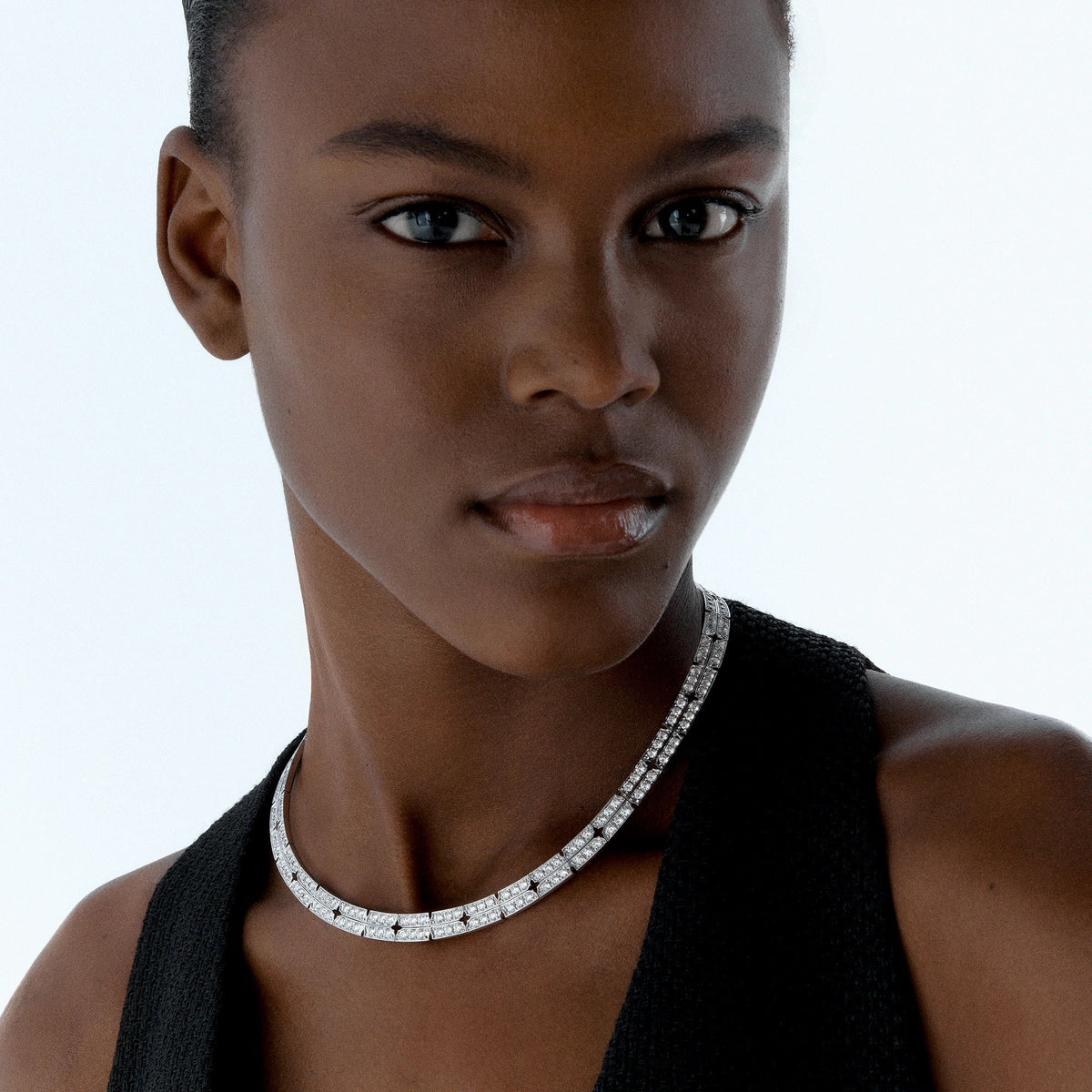 Tumbler Necklace, White Gold and Diamonds