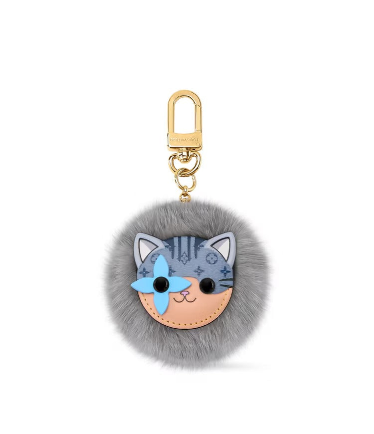 LV Cat Pompon Bag Charm