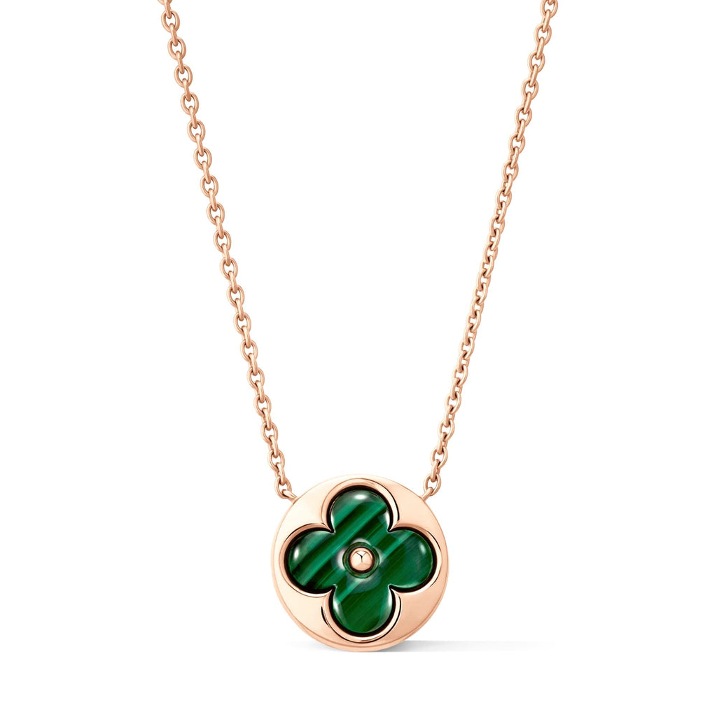 Color Blossom M Sun Pendant, Pink Gold and Malachite