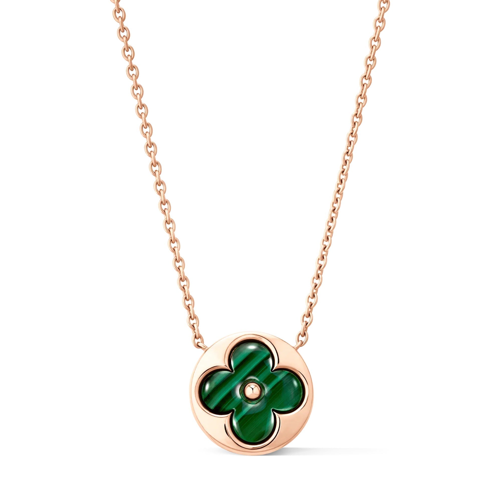 Color Blossom M Sun Pendant, Pink Gold and Malachite