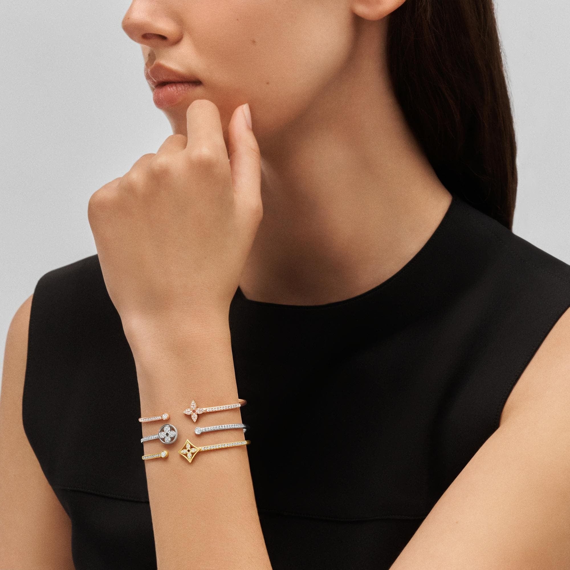 Idylle Blossom Twist Bracelet, Yellow Gold And Diamonds
