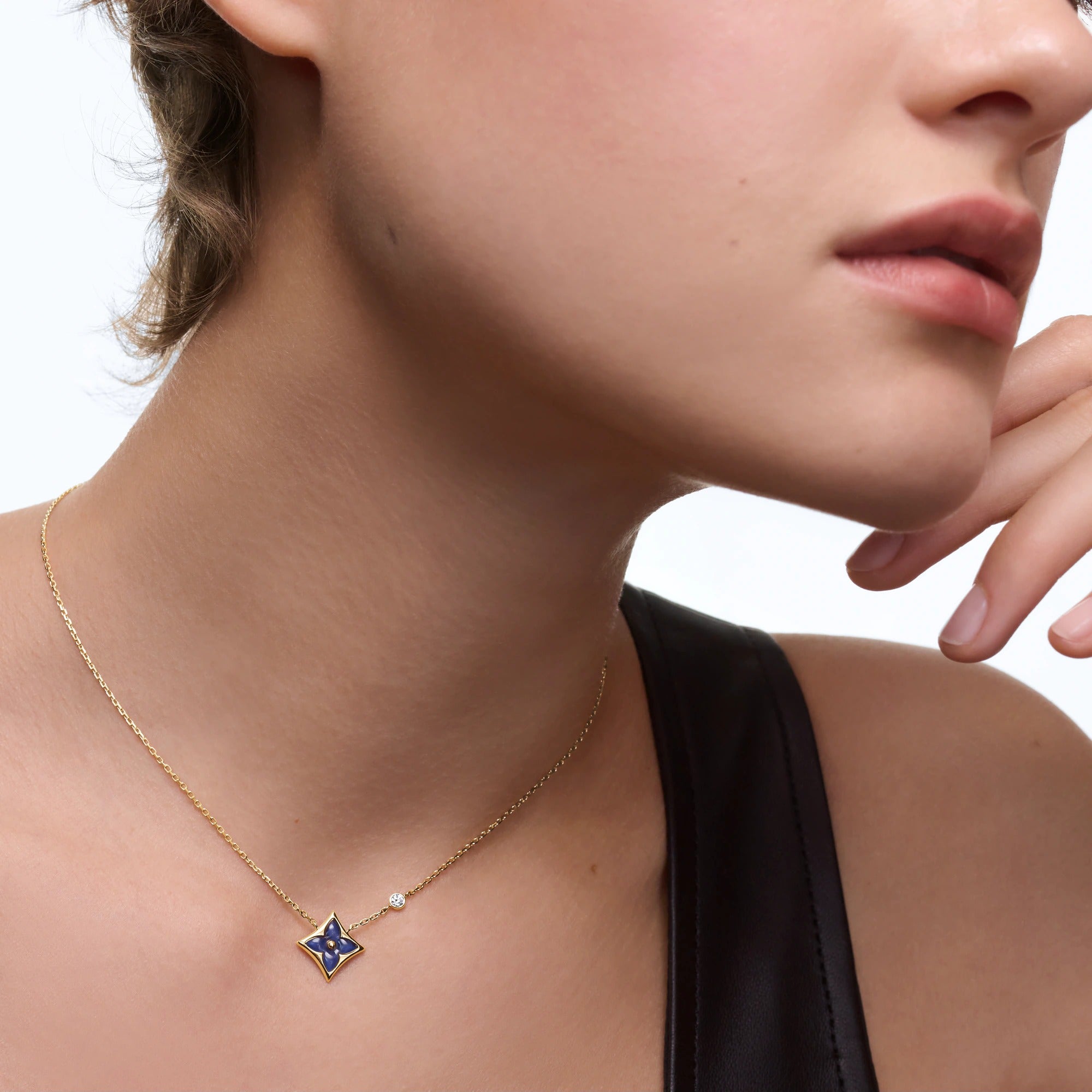 Color Blossom BB Star Pendant, Yellow Gold, Sodalite and Diamond