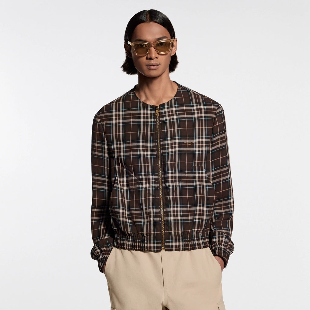 Tartan Collarless Blouson