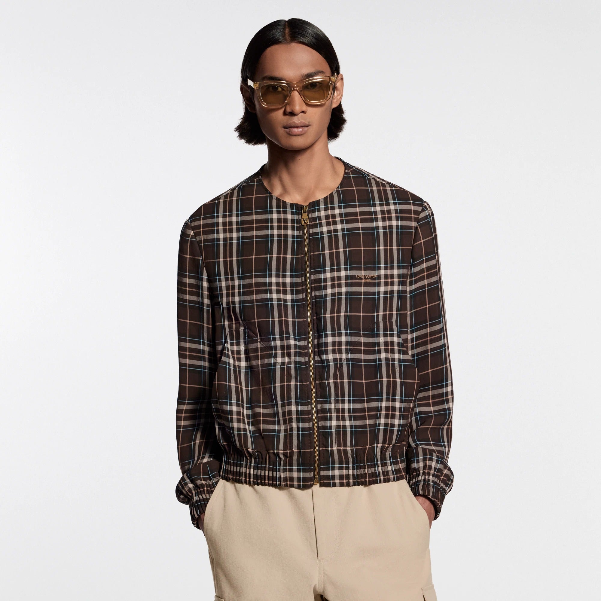 Tartan Collarless Blouson