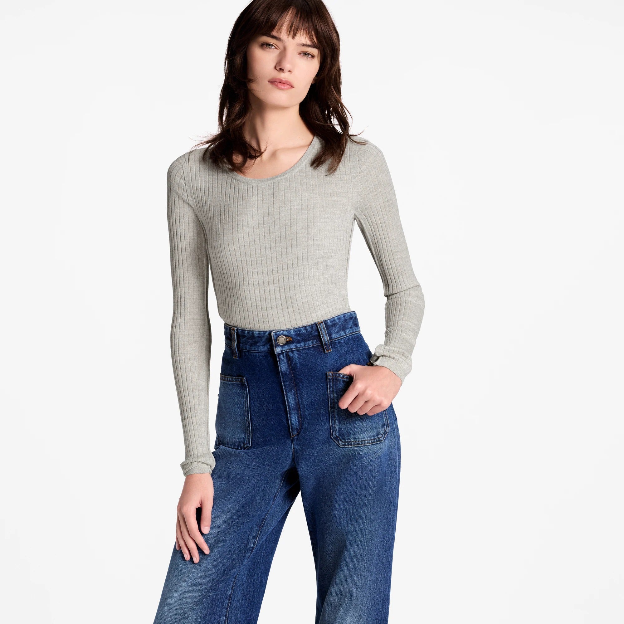 Flared Patch Pocket Jeans