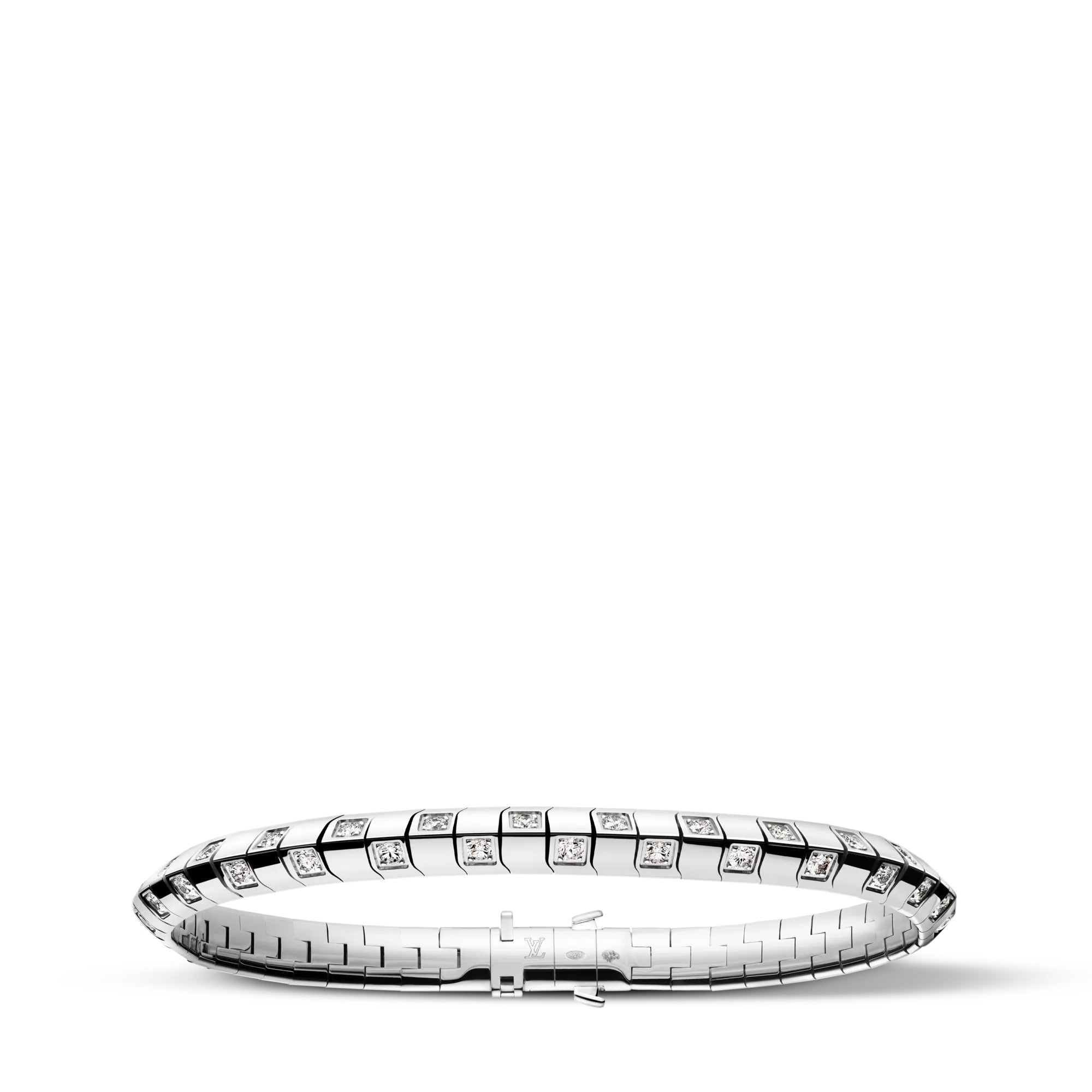 Le Damier de Louis Vuitton Medium Bracelet, White Gold and Diamonds
