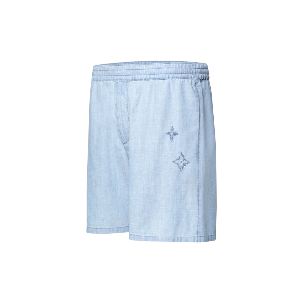 Embroidered Signature Chambray Shorts