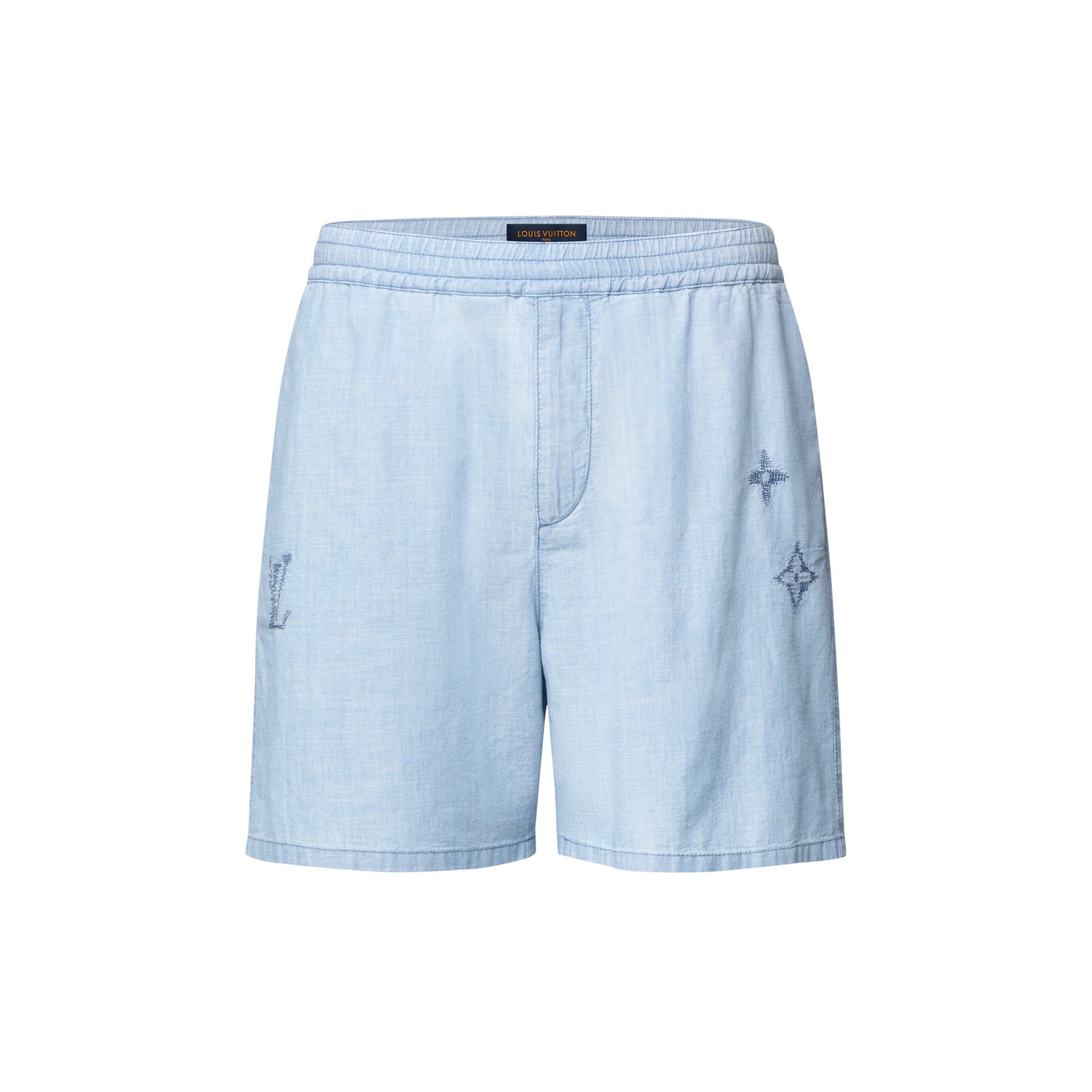 Embroidered Signature Chambray Shorts