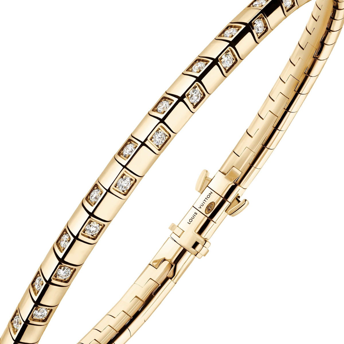 Le Damier de Louis Vuitton Small Bracelet, Yellow Gold and Diamonds