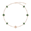 Color Blossom BB Multi-Motif Short Necklace, Pink Gold, Malachite and Diamonds