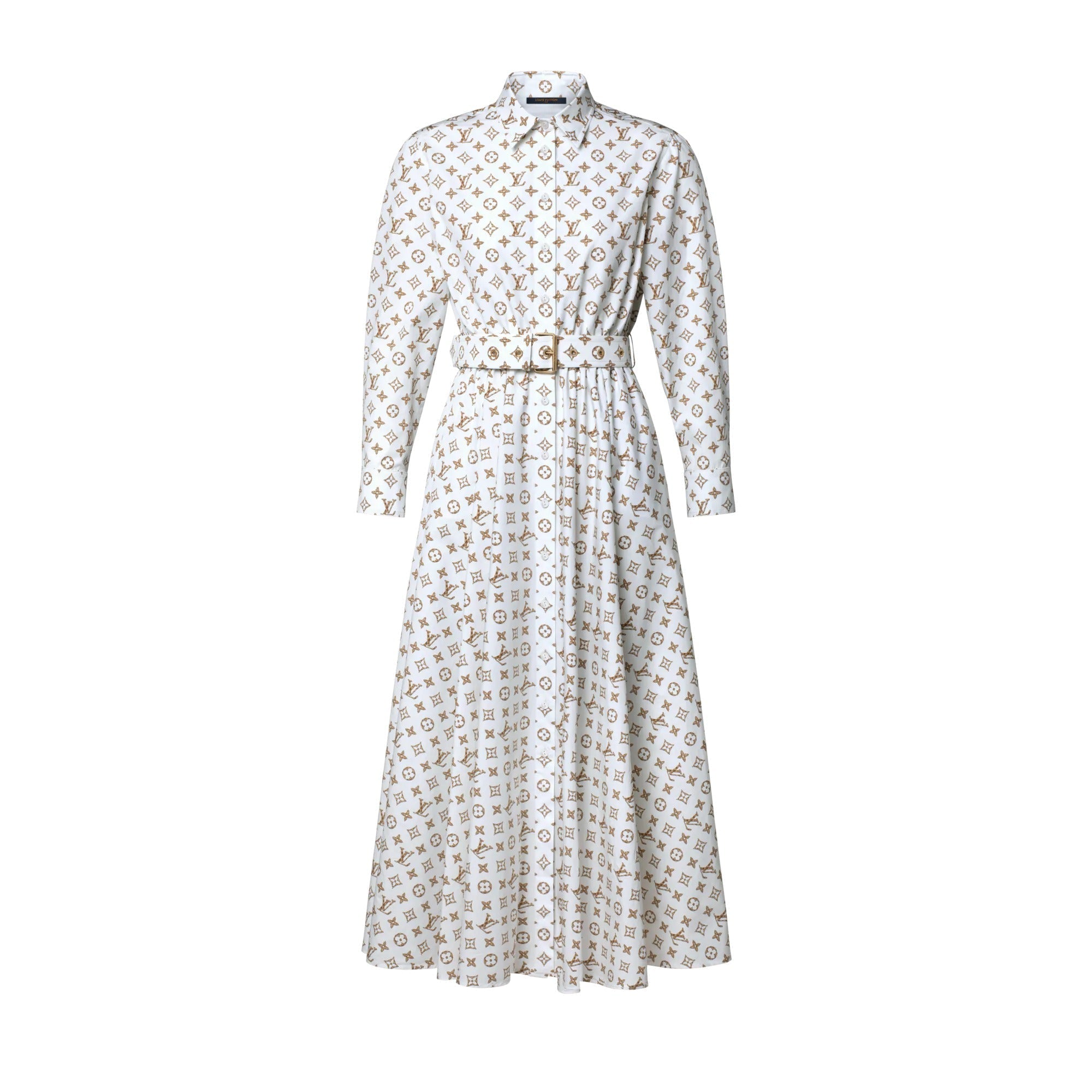 Woven Monogram Print Shirt Dress