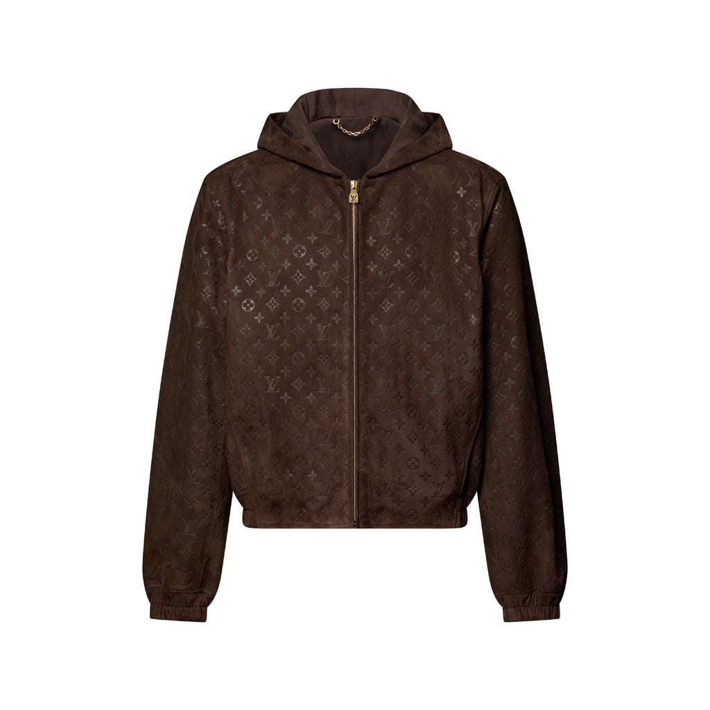 Monogram Embossed Suede Hoodie