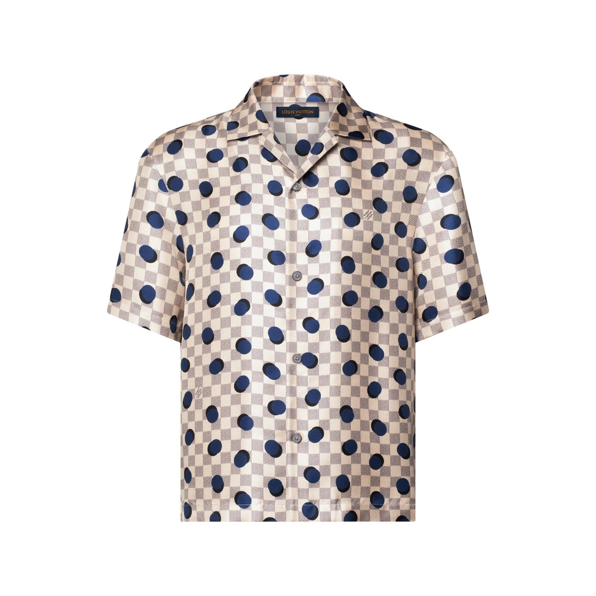 Damier Silk Short-Sleeved Shirt