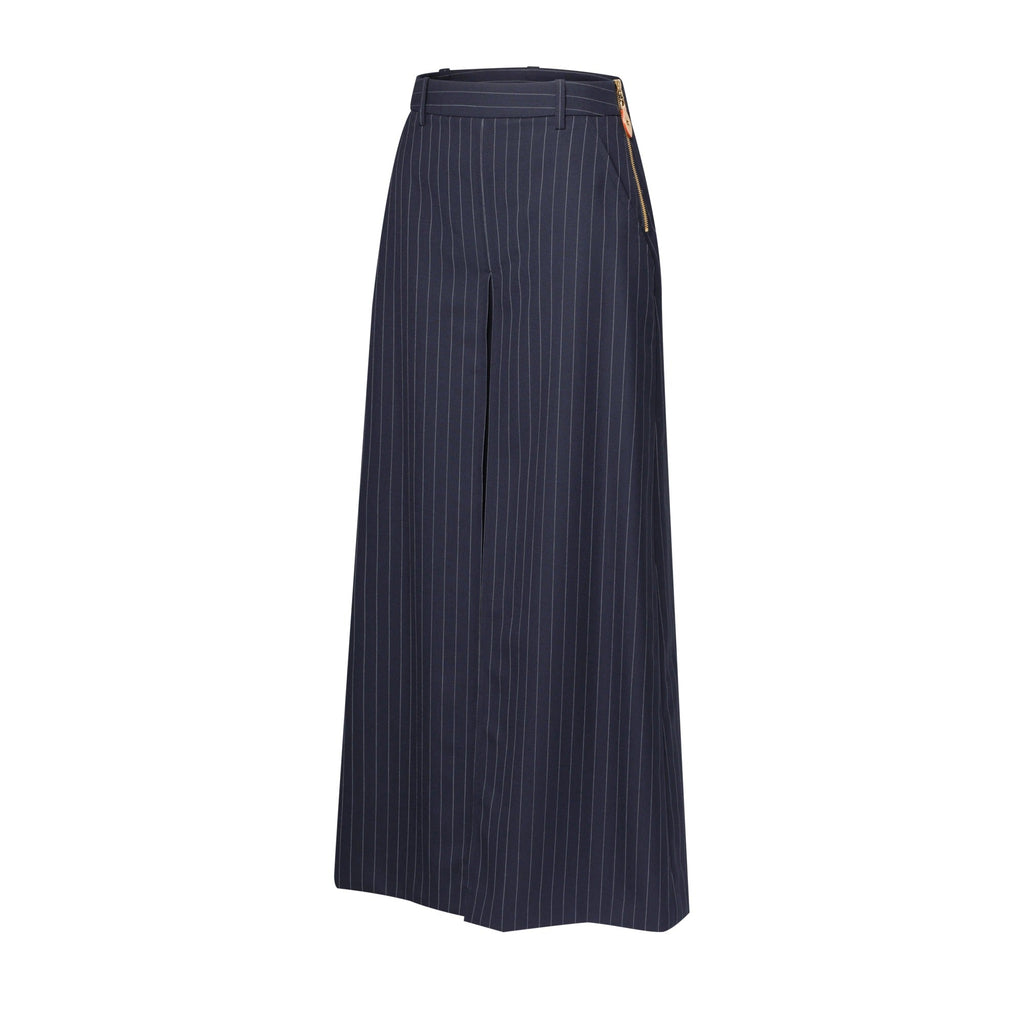 Wide-Leg Pinstriped Pants