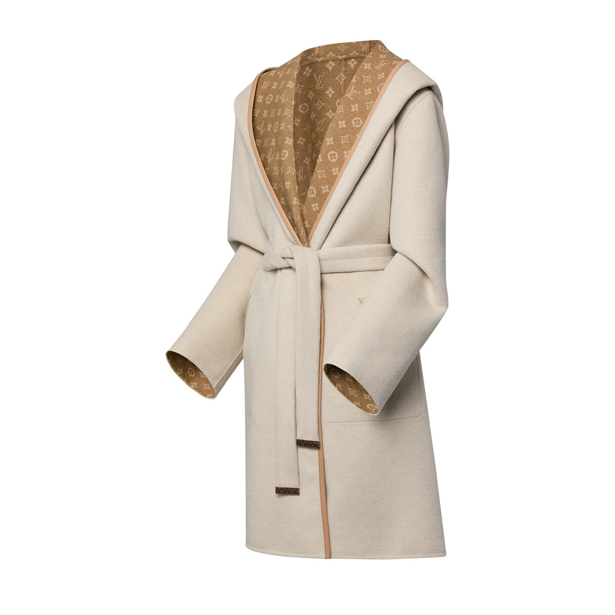 Reversible Signature Hooded Wrap Coat