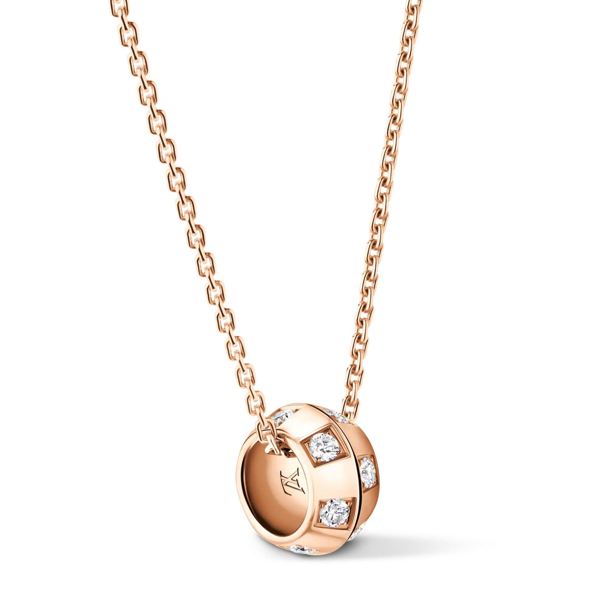 Le Damier de Louis Vuitton Pendant, Rose Gold and Diamonds