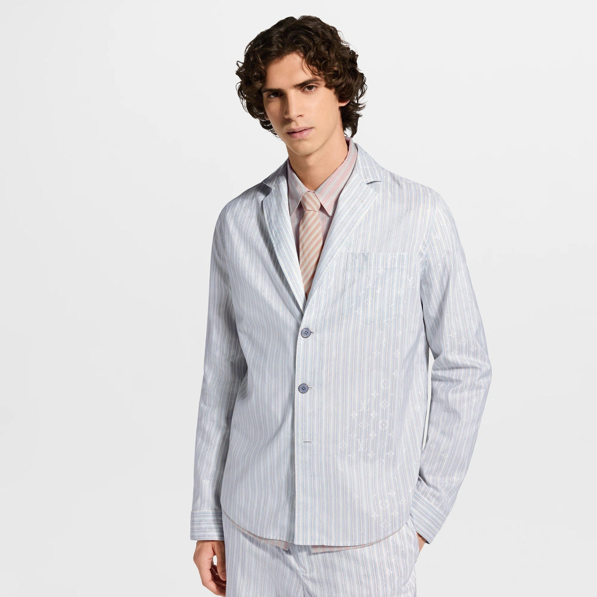 Monogram Striped Pajama Long-Sleeved Shirt