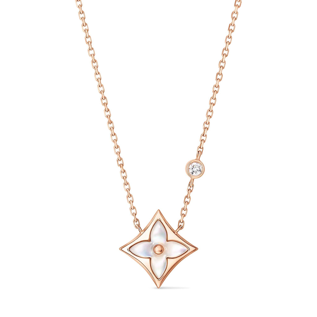 Color Blossom BB Star Pendant, Pink Gold, White Mother-of-Pearl and Diamond