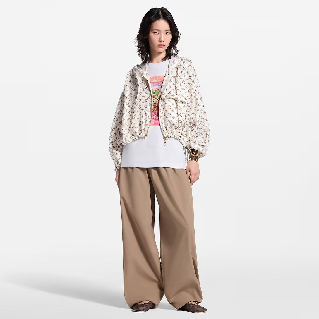 Woven Monogram Print Drawstring Jacket