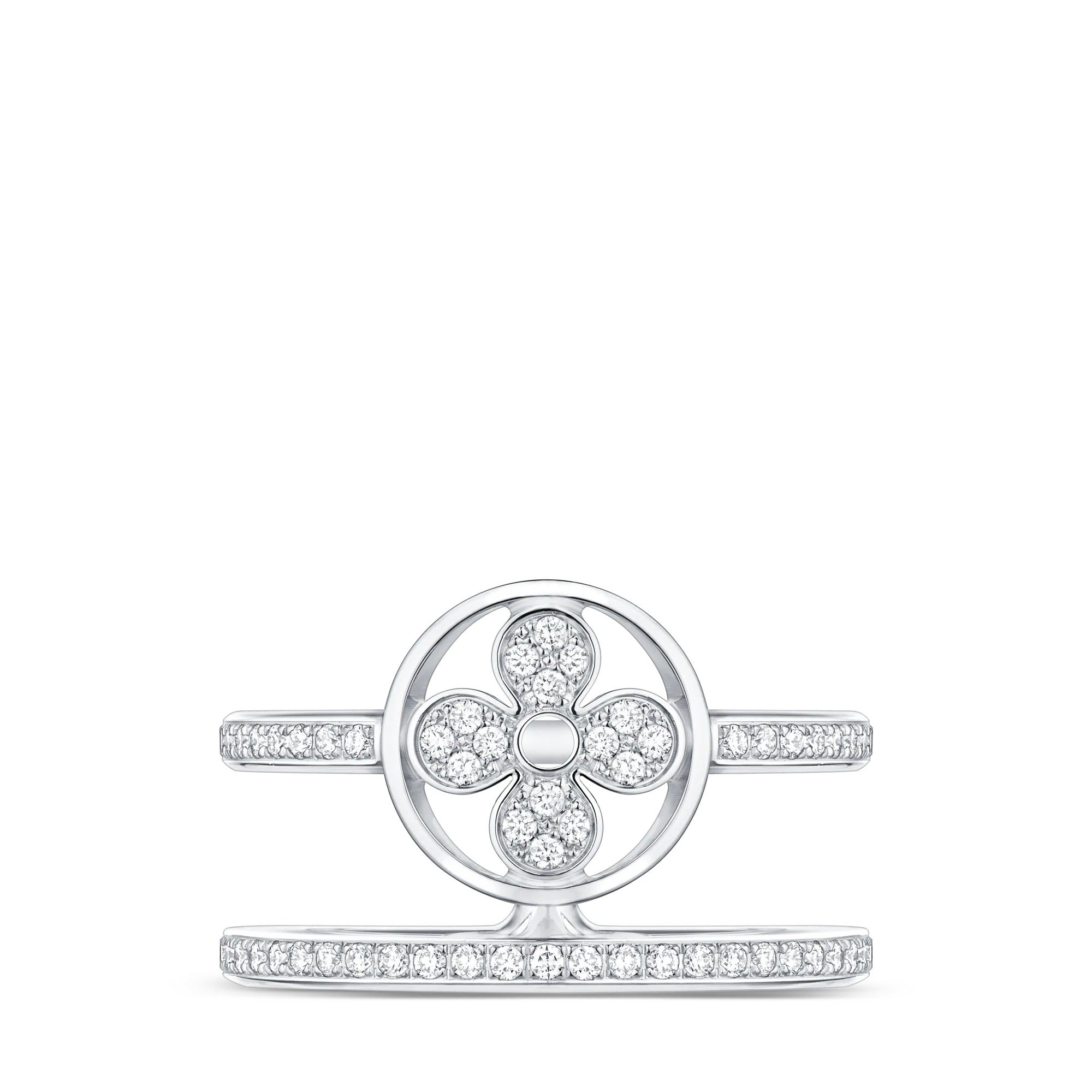 Idylle Blossom Two-Row Ring, White Gold And Diamonds