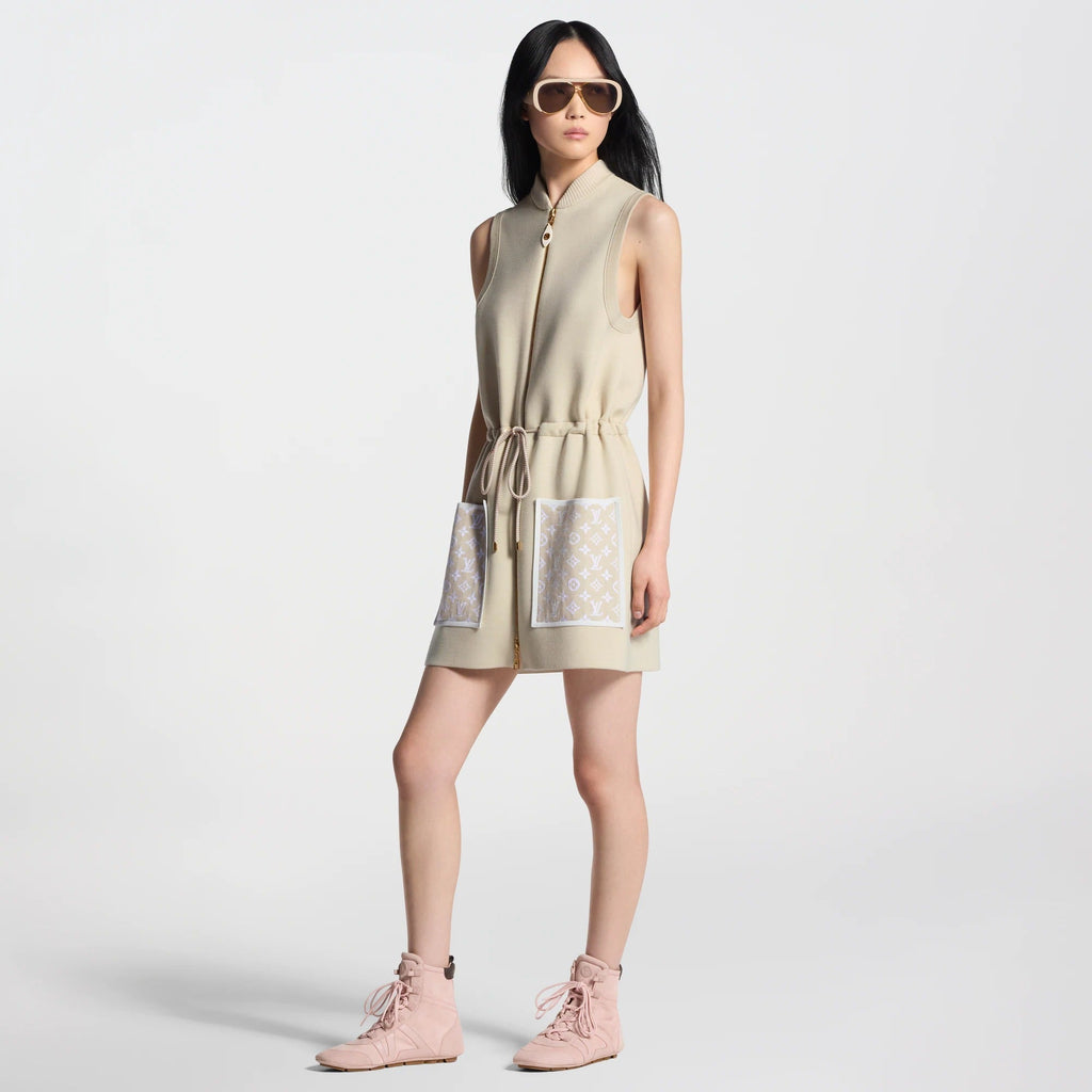 Monogram Accent Zip-Up Dress