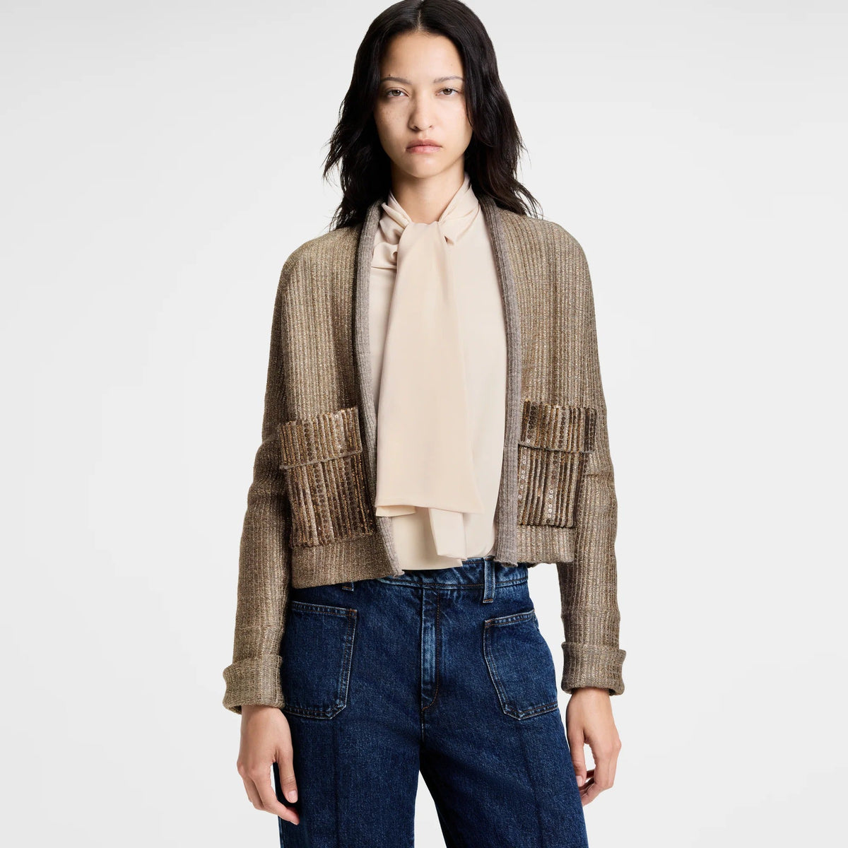 Boxy Glitter Knit Cardigan