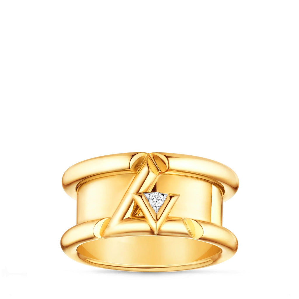 LV Volt One Band Ring, Yellow Gold And Diamond