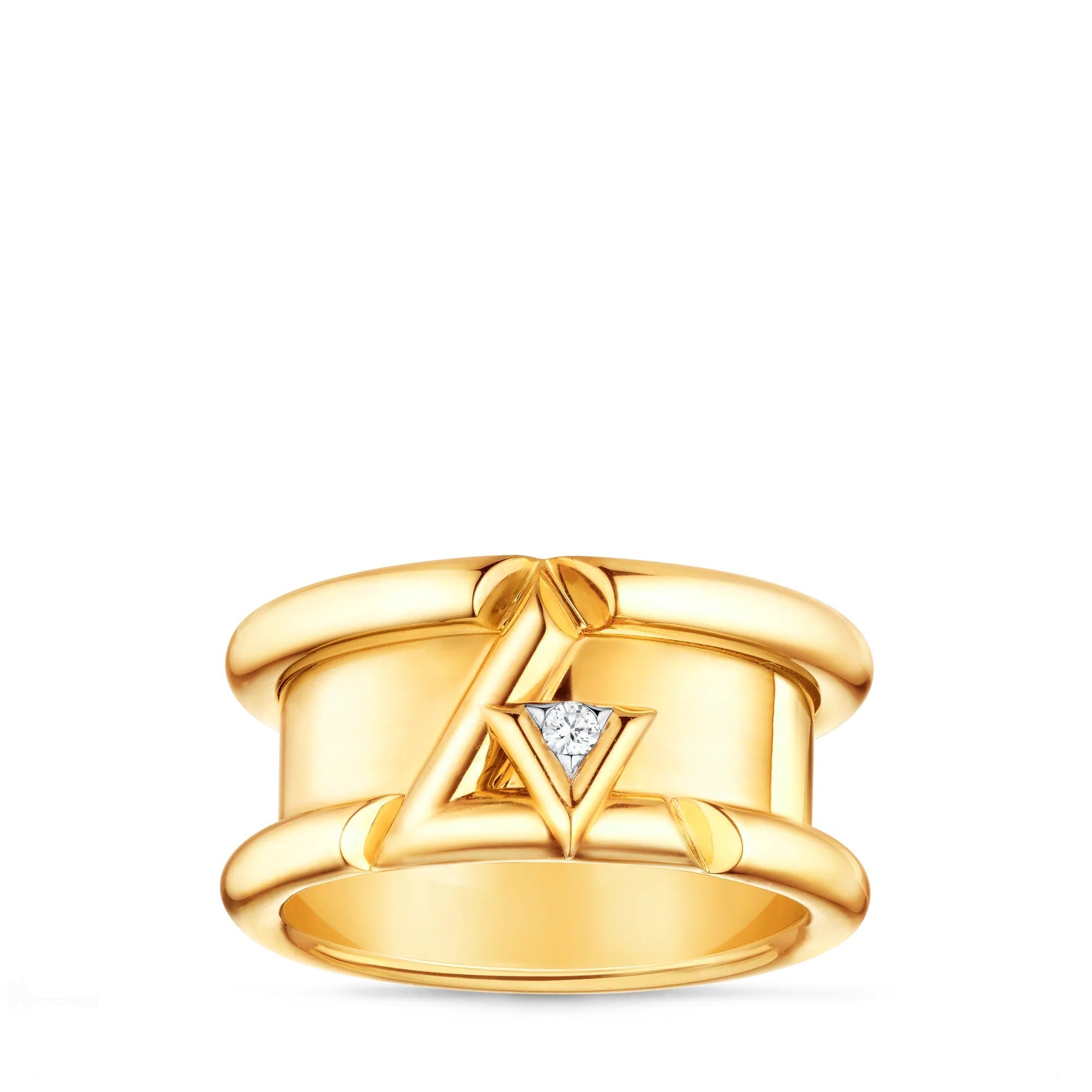 LV Volt One Band Ring, Yellow Gold And Diamond