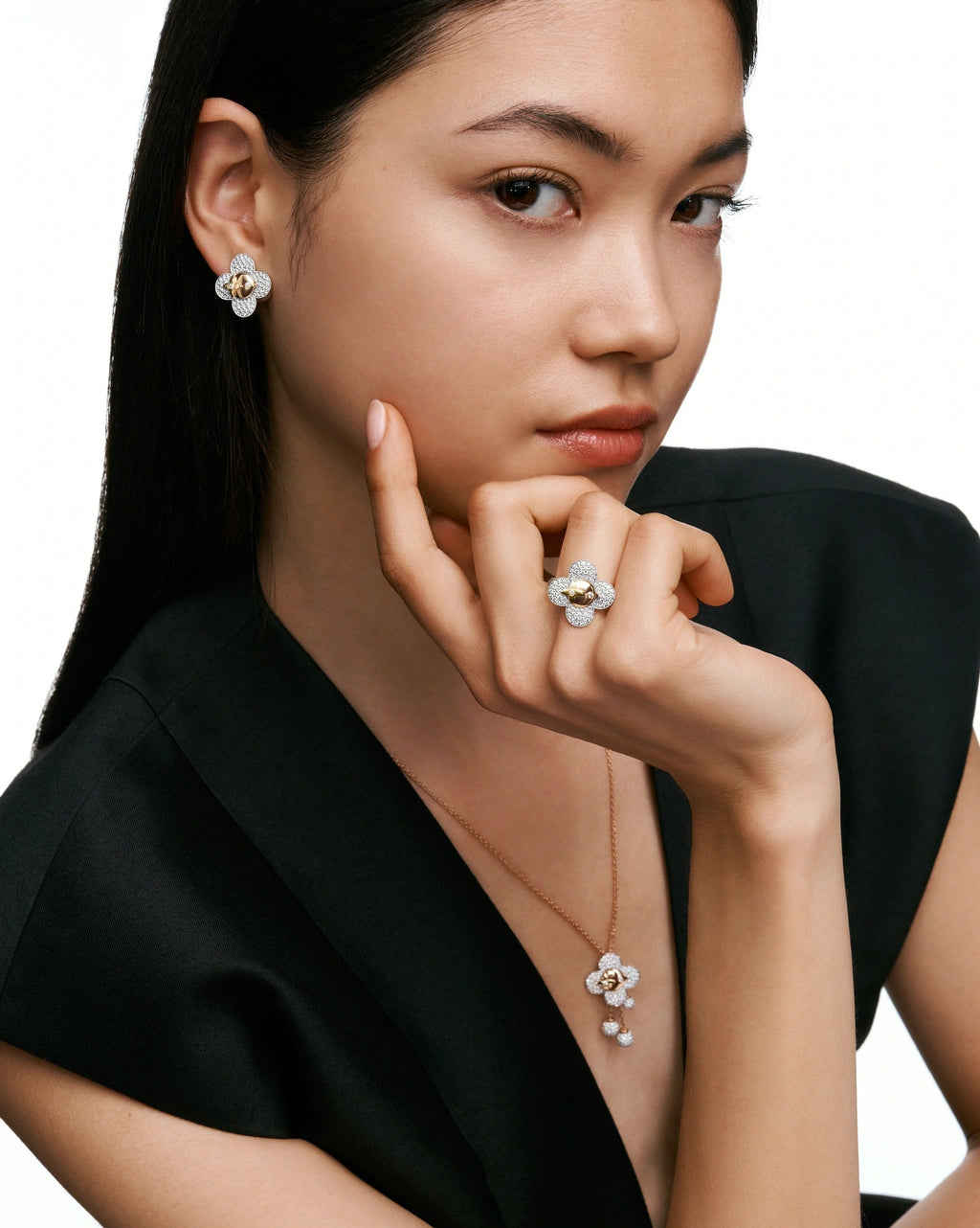 Vivienne Ring, 3 Golds and Diamonds