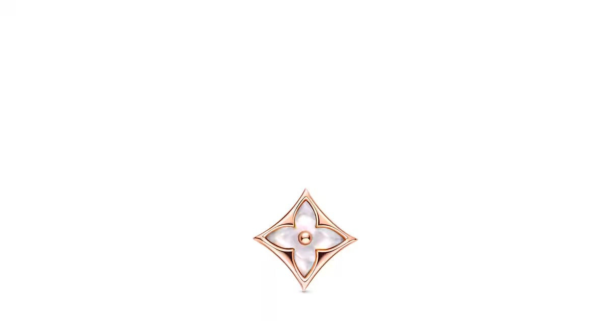 Color Blossom BB Star Ear Stud, Pink Gold and White Mother-of-Pearl - Per Unit