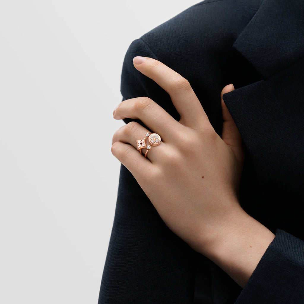 Color Blossom Mini Star Ring, Pink Gold, Pink Mother-of-Pearl and Diamond