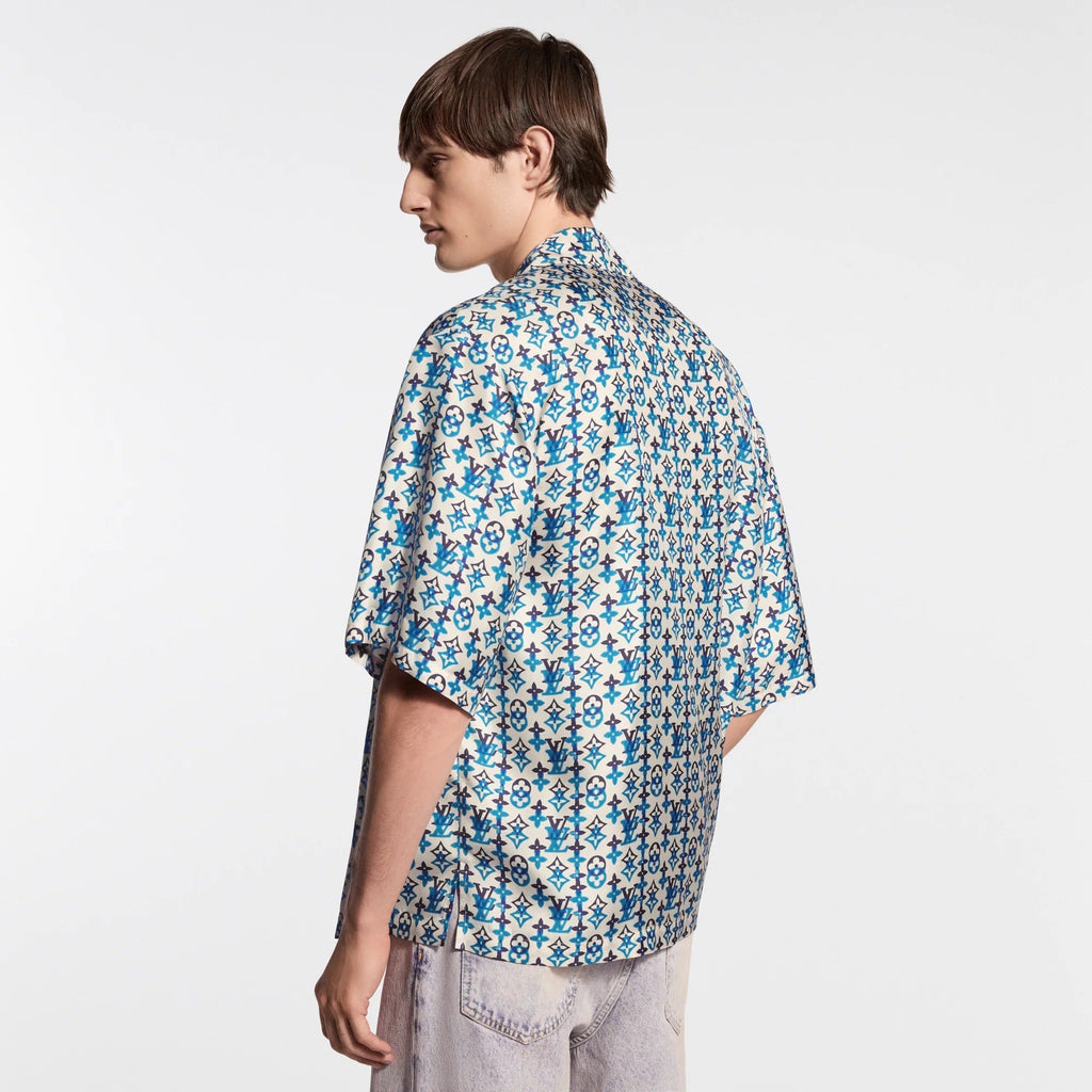 Monogram Printed Silk Short-Sleeved Shirt